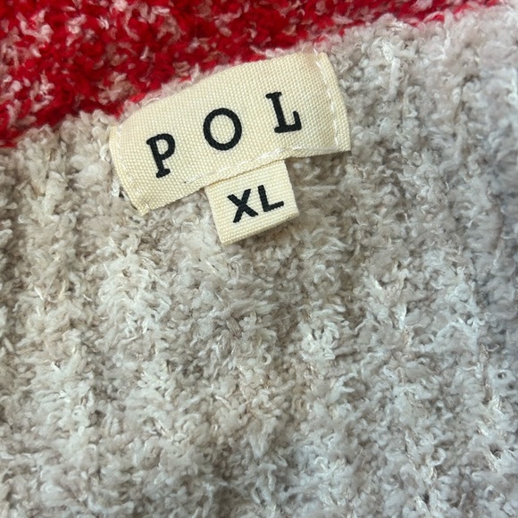 NWOT POL Camille V Neck Colorblock Distressed Oversized Sweater - Picture 5 of 8